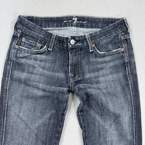 7 For All Mankind Flared Jeans Bootcut Women's Size 28 Black Dark Wash USA Made - Picture 2 of 8